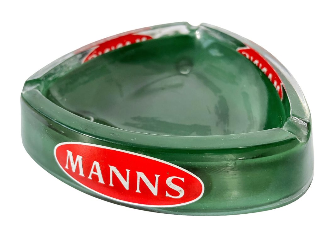 Vintage French Retro Manns Green Red Glass Cigarettes Ashtray Smoking circa 1980-90's / EVE