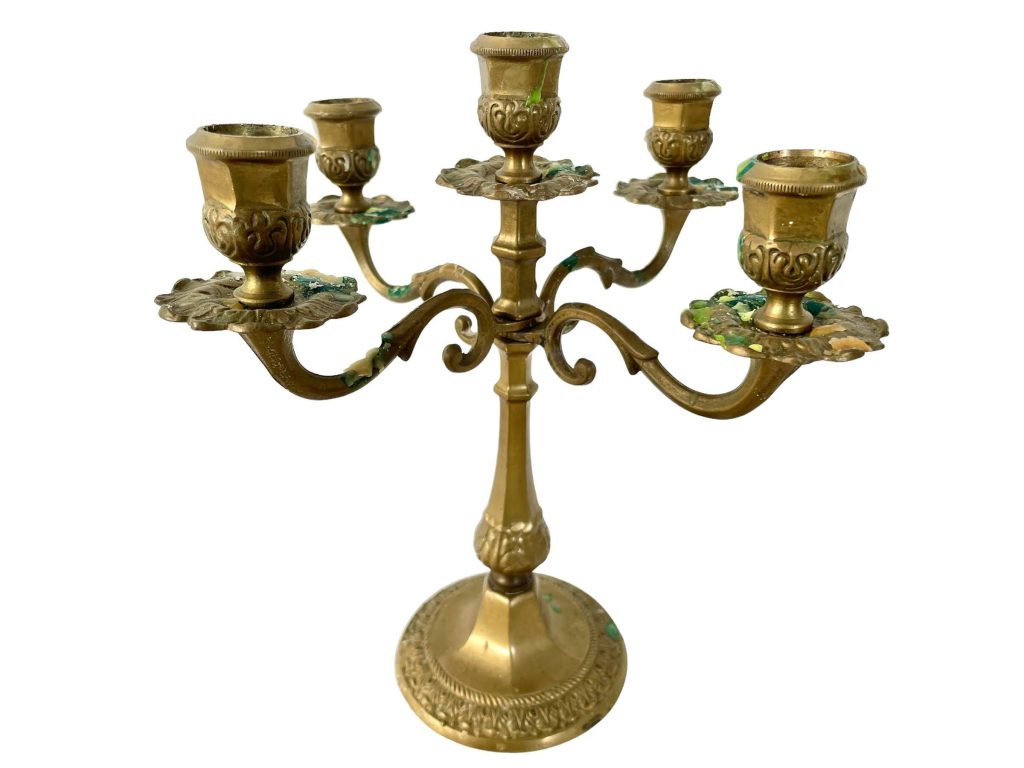 Vintage French Five Candle Brass Adjustable Candlestick Candle Holder Candle Stick Table circa 1960-70’s / EVE
