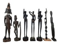 Vintage African Job Lot Collection Pieces Wooden Wood Resin Decorative Decor DIsplay Tribal Prop Ornament c1980-90's / EVE