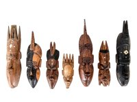 Vintage African Job Lot Collection Pieces Wooden Wood Mask Ornament Decorative Decor DIsplay Tribal Prop Wall Hanging c1980-90's / EVE