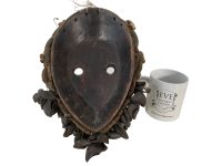 Alternative view of Vintage African Shells Husk Decor Wooden Bust Mask Wall Decor Carved Statue Carving Sculpture Wood Tribal Art c1980's