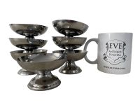 Alternative view of Vintage French Silver Steel Metal Small Ice Cream Sweet Pudding Cup Bowls Dishes Set Of Seven circa c1970-80's