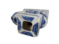 Alternative view of Vintage French Small Ceramic Pot Stand Plinth Rest Blue White Vase Pot Dry Flowers Decor c1970-80's