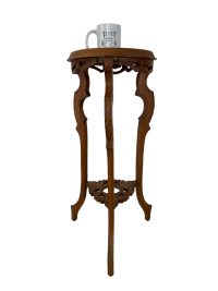 Alternative view of Vintage French Tall Stone Topped Wooden Plinth Table Wood Stand Flower Pot Display Tabouret Sellette Repaired c1930-40's