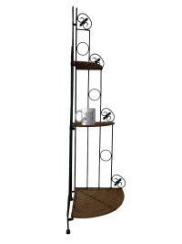 Alternative view of Vintage French Rattan Metal Three Tier Shelf Foldable Folding Shelf Shelving Shabby Chic Worn Conservatory c1980-90's