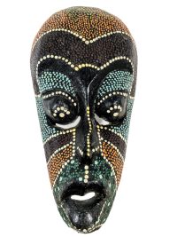 Vintage African Medium Wooden Bust Mask Wall Decor Carved Statue Carving Sculpture Wood Tribal Art c1980-90's
