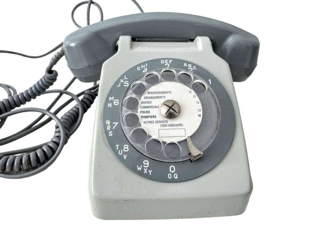Vintage French Grey Round Dial Traditionally Shaped Old Style Telephone Phone circa 1980’s