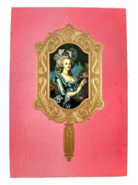 Vintage French Paris Place Du Louvre New Years Greeting Wall Hanging Advertising Marie Antoinette Gold Pink Decor c1980’s