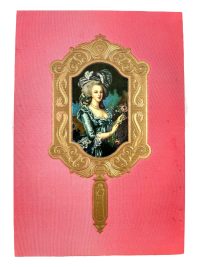Vintage French Paris Place Du Louvre New Years Greeting Wall Hanging Advertising Marie Antoinette Gold Pink Decor c1980's