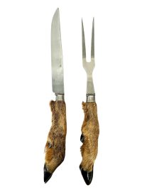 Vintage French Taxidermy Deer Hoof Large Inox Cutlery bread cheese carving knife cutlery flatware silverware circa 1960-70’s