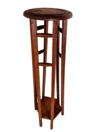 Vintage French Screw Stand Plinth Wine Press Style Leg Tall Plinth Table Wooden Wood Flower Pot Ornament Display Tabouret c1960-70’s