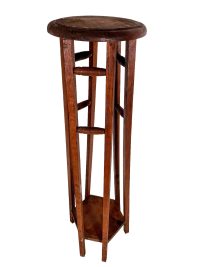 Vintage French Tall Double Plant Stand Plinth Table Wooden Side Flower Pot Ornament Display Shelf Prop Design Tabouret c1960-70's