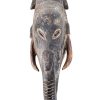 Vintage African Wall Decor Wooden Elephant Bust Mask Head Piece Wall Decor Carved Statue Carving Sculpture Wood Tribal Art c1980's
