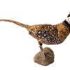 Vintage French Taxidermy Pheasant Bird On Wooden Stand rustic rural ornament figurine statue trophy decor circa 1970-80's