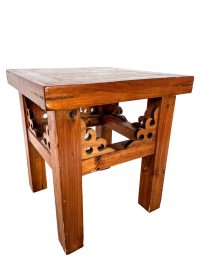 Vintage Chinese Small Stand Stool Table Wooden Wood Side Plinth Flower Pot Ornament Display Shelf Tabouret c1980-90's