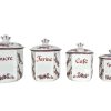Vintage French Flour Sugar Coffee Spices Canister Storage Ceramic Set Pot Jar Tin Set circa 1950-60's