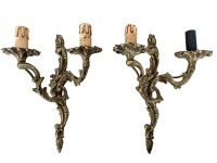Vintage French Brass Double Wall Sconce Pair Light Lighting Electric Lamp Metal Period Lighting Prop c1970-80's