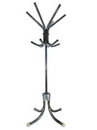 Vintage French Chrome Coat Stand Storage Mid Century Modern Standing Silver Hook Hanging Display circa 1960-70’s