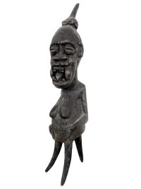 Vintage African Songye Goolled Nkisi Power Figurine Wooden Decor Carved Statue Carving Sculpture Wood Tribal Art c1980's