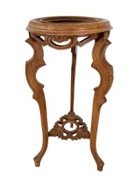 Vintage French Tall Stone Topped Wooden Plinth Table Wood Stand Flower Pot Display Tabouret Sellette Repaired c1930-40's