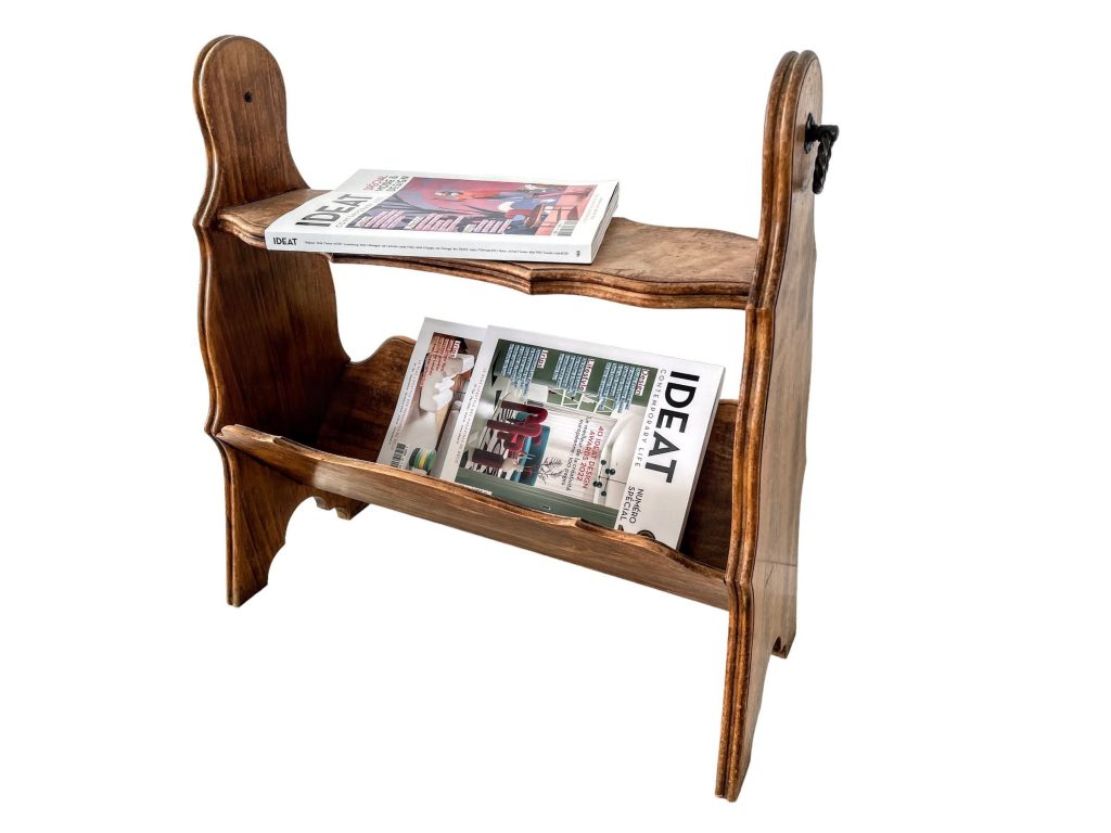Vintage French Large Heavy Book Magazine Newspaper Document Rack Organizer Living Room Tidy Stand Conservatory c1970's