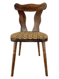 Vintage French Chair Seat Wooden Wood Rustic Rural Cushioned Padded Kitchen Dining Room TWO AVAILABLE c1950-60's