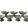 Vintage French Silver Steel Metal Small Ice Cream Sweet Pudding Cup Bowls Dishes Set Of Seven circa c1970-80's
