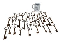 Alternative view of Antique Vintage Keys French Rusty Iron Key Mixed Collection Job Lot Doors Cupboard Drawer Rusty Door Lock c1880-1940's