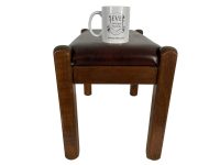 Alternative view of Vintage French Wooden Wood Stool Footstool Small Chair Seat Boudoir Foot Rest Vinyl Cushioned Covered Cover circa 1980-90's