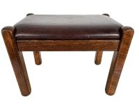 Vintage French Wooden Wood Stool Footstool Small Chair Seat Boudoir Foot Rest Vinyl Cushioned Covered Cover circa 1980-90's