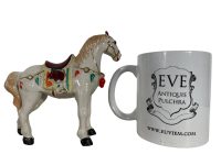 Alternative view of Vintage French Ceramic Decorated White Horse With Mascara Ornament Figurine Sculpture Statue circa 1960-70's