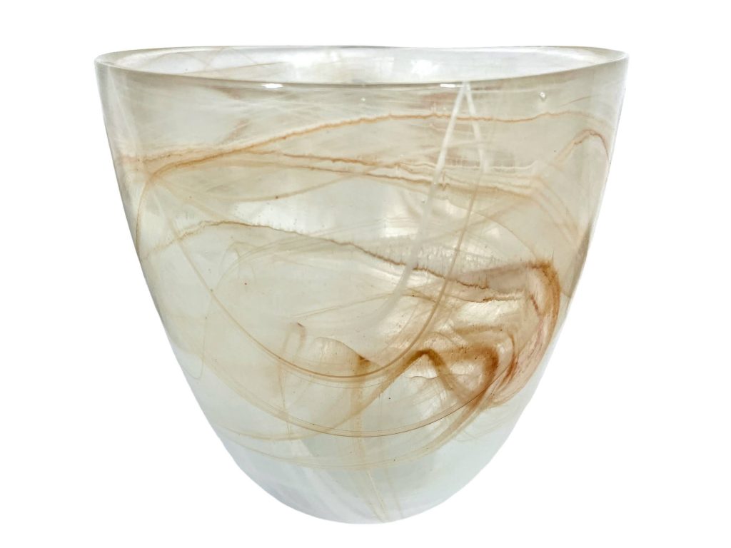 Vintage French Translucent Swirl Large Glass Pot Vase Container Storage Display Prop c1960’s