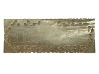 Alternative view of Antique Chinese INDIVIDUAL Mother Of Pearl Lattice Edged Rectangular Gaming Chip Counter Token Engraved Chips Game Tokens c1850s