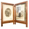 Vintage French Wooden Double Photo Frame Holder Frame Document Presentation Decor Display c1920-30's