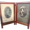 Vintage French Wooden Double Photo Frame Holder Frame Document Presentation Decor Display c1920-30's