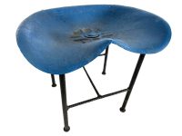 Vintage French Tractor Machinery Blue Seat Metal Stool Industrial Agricultural Salvage Refurbish Rusty Old Tabouret c1970-80's