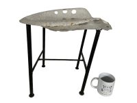 Alternative view of Vintage French Tractor Machinery White Seat Metal Stool Industrial Agricultural Salvage Refurbish Rusty Old Tabouret c1970-80's