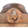 Vintage French Wood Wooden Asian Lady Themed Letter Menu Document Desk Stand Display Holder Storage File circa 1950-60's