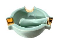 Alternative view of Vintage French Ceramic Mortar And Pestle Mixing Bowl Dish Table Herbs Spices Spells Food Decor Mint Green Gold c1950-60's