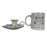 Alternative view of Antique French Ceramic Handled Portable Chamber Candle Candlestick Lighting Decor Carrying Carry Display c1880's