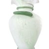 Vintage French Twirly Speckled Green White Glass Milky Pot Vase Container Storage Display Prop c1960-70's