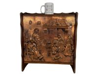 Alternative view of Vintage French Wood Wooden Copper Umbrella Walking Stick Stand Storage Container Entryway Hallway Hall Patina Prop c1970's