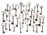 Antique Vintage Keys French Rusty Iron Key Mixed Collection Job Lot Doors Cupboard Drawer Rusty Door Lock c1880-1960's