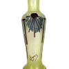 Antique French Legras Signed Translucent Green Hand Painted Glass Pot Vase Container Storage Display Prop c1910-20's