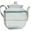 Vintage French White Mint Green Tea Pot Teapot Ceramic Ornament Serving Traditional Ornate Design Coffee c1920-30's