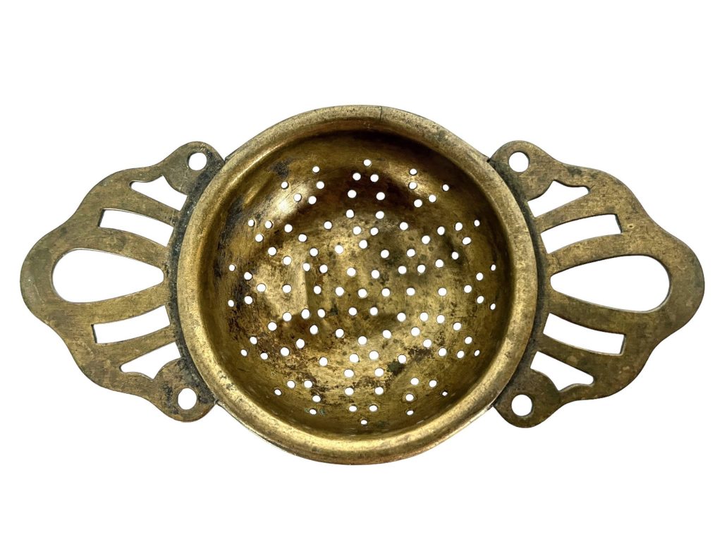 Vintage French Brass Metal Cup Tea Leaf Strainer Sieve circa 1920’s