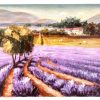 Vintage French Aix En Provence Lavender Fields Acrylic On Canvas Painting Wall Decor circa 1990-2000's