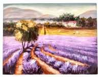 Vintage French Aix En Provence Lavender Fields Acrylic On Canvas Painting Wall Decor circa 1990-2000’s Vintage French Aix En Provence Lavender Fields Acrylic On Canvas Painting Wall Decor circa 1990-2000's