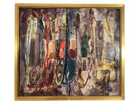 Vintage French Abstract Multicoloured Composition Varnished Acrylic Painting On Framed Paper Board circa 1940-50’s Vintage French Abstract Multicoloured Composition Varnished Acrylic Painting On Framed Paper Board circa 1940-50's