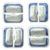 Vintage Chinese Dipping Dish Saucer White Blue Rice Grain Pattern Asian Ceramic Ornament Serving Time Display circa 1970-80's